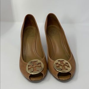 Tory Burch peep toe wedges